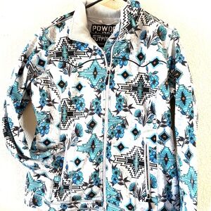 Powder River outfitters ladies floral Aztec rodeo gray jacket